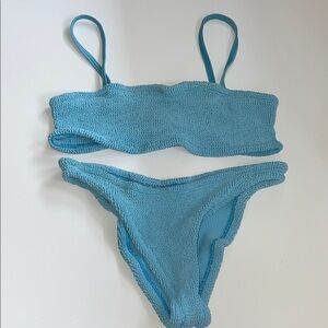 Hunza G teal crinkle Bikini Set